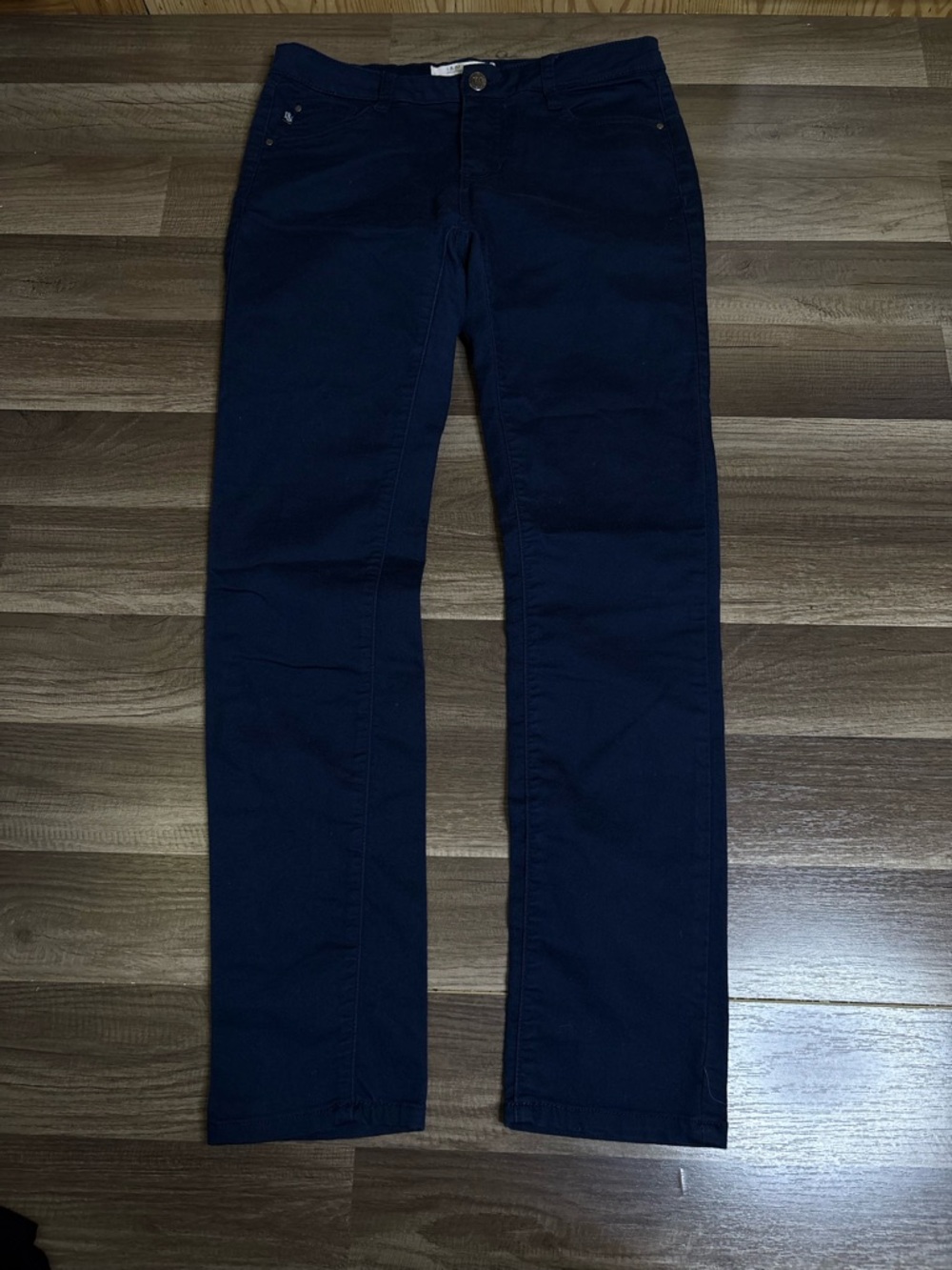 I & M Jeans Women's Navy Blue Straight Pants Cotton Polyester Spandex